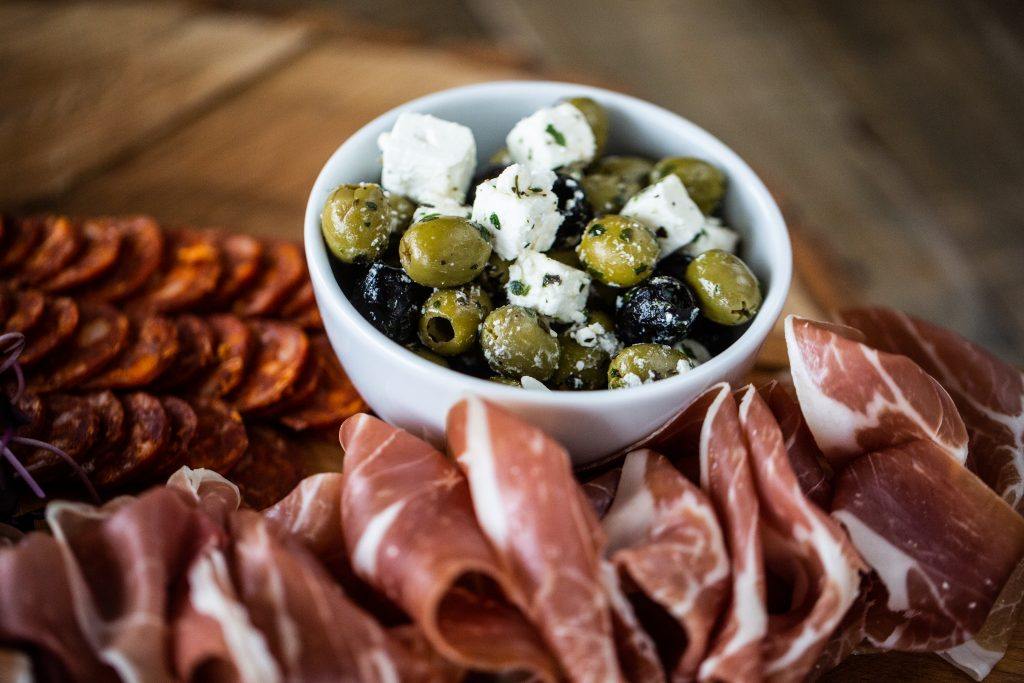 Deli board with olives